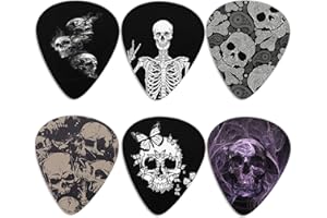 Jeiento Cool Skull Guitar Picks, Medium Thin Guitar Accessories Fingertip Protector 6 Packs