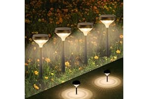Linkind Venus Luci Solari da Giardino Esterno, Lampade Solari con Sensore di Luce, 3 Modalità di Illuminazione, IP54 Impermeabili, Bianco Caldo (4 Pezzi)