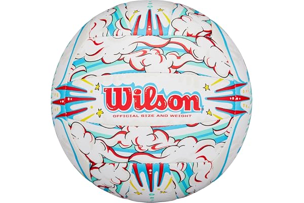WILSON Graffiti Peace Ballon de Volley, Construction Durable, Fabriqué avec des Matériaux Durables, Design Créatif, Sensation Elevée, Couleur: Blanc/Bleu, Taille Officielle