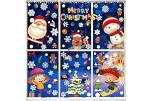 97 Pcs Christmas Window Stickers, Joyoldelf 8 Sheets Christmas Window Clings, Christmas Window Decoration, Staic Window Stickers Decals for Xmas Window Display Decoration