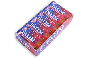 FLAMINGO ON THE BEACH Falim Chewing Gum Nane Sakız, 20 x 5-Piece Packs (140g) – Sugar-Free Turkish Gum with Natural Strawberry Flavour – Long-Lasting Freshness – Firm Texture – Tooth-Friendly – Iconic Blue Packaging