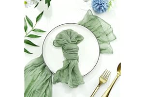 Dloapesy Cheesecloth Gauze Napkins with Wrinkled, Set of 6, Weddings Decorative Napkins, Dinner Parties, Everyday use Napkins ( 50cm*50cm) (Sage Green)
