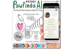 PAWFINDA AI – Next Generation AI Digital Pet Tag. Personalised Cat Dog Pet Engraved ID Tag with CONTACTLESS NFC, QR Code Technology and PawVoice AI. Developed & Fully Supported in The UK