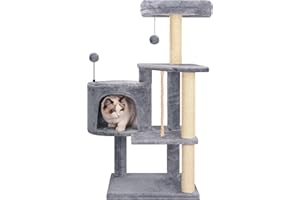 TWDEPART 35.43" Cat Tree Tower Scratching Toy Activity Centre Cat Tower Furniture Scratching Post, Grey…