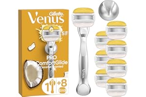 Gillette Venus Comfortglide Coconut plus Olay Women's Razor- 8 Blades, 5 blades for a smooth, close shave that lasts