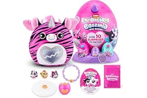 Rainbocorns Eggzania Mini Mania, Zebra, by ZURU Plush Surprise Unboxing z miękką zabawką dla zwierząt, pomysł dla dziewczyn z wyobrażoną zabawą (Zebra)