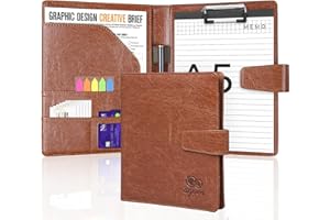 Agoer A5 Teczka konferencyjna ze sztucznej skóry z samoprzylepnymi zakładkami A5, długopis - brązowy