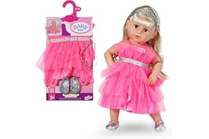 BABY born Prinzessin-Set - Mit pinkem Puppenkleid aus Tüll, Krone & Glitzerschuhen - Hochwertiges Puppenzubehör - Kleidung geeignet für Puppen der Größe 43 cm