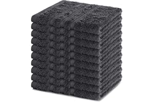 ‎LAVEA Lavea® 10er Set Seiftuch 30x30 cm – Hochwertige Gästehandtücher 30x30 aus 100% Baumwolle, Frottierserie Elena – Saugstark, Waschbar und Strapazierfähig - Anthrazit