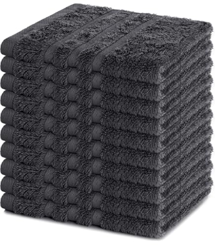 Ôhm Set van 10 Handdoeken 30x30 cm Dennengroen 100% Katoen 500 g/m², Ultra Absorberende Handdoek en Gezichtsdoekje, OEKO-TEX Gecertificeerd, Ideaal voor Gasten en Baby