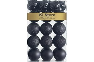 KI Store 30 pezzi Palline di Natale nero 6cm Albero di Natale Ornamenti di Decorazione infrangibilePalle per Appendere Natale Decorazioni Festival Decorazioni Natalizie