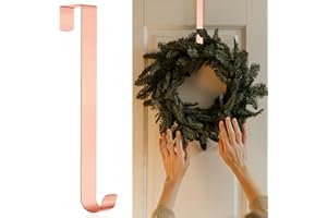SR ESSENTIALS Pack of 1 Wreath Hanger for Front Door, 12" Wreath Door Hanger for Hanging Clothes, Bags - Wreath Hook Perfect for Halloween Wreath, Wedding & Christmas Decorations Over Door Hanger (Rose Gold)