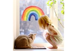 STICKERSCAPE Rainbow Window Sticker to Decorate Your Home with a Bright Vibrant Rainbow Design Repositionable and Cleanly Removable Window Decal Made in The UK