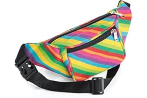 Chelsea Jones - Multi-Coloured Rainbow Effect Fabric Bum Bag/Fanny Pack - Festivals/Hols - Gay Pride