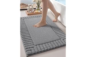 COLOR&GEOMETRY Extra Soft Bath Mat Non Slip 50 x 80 cm, Bathroom Mat Absorbent Washable, Dark Grey Bathroom Rugs for Outside Shower Bathroom Floor Bathtub