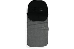 TIRRITO Universal Baby Stroller cosytoes Liner Buggy Luxury Padded Footmuff XXL Tall Wide (Waterproof) (Melange Grey/Black Fleece)