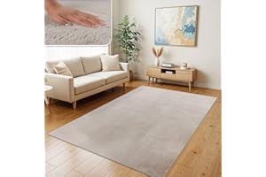 ‎TT HOME TT Home Wohnzimmer Teppich Hochflor Langflor Kunstfell Weich Modern Unifarben Flauschig, Farbe:Beige, Größe:160x220 cm