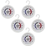 Thermometerwelt 5 Stück Kühlschrank Thermometer auch für Gefrierschrank Haken und selbstklebend Kühlschrankthermometer 4951
