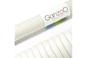 Ganzoo © linka Paracord 550, biała, 4 mm, sznur typu 3, nylon i poliester, idealna do majsterkowania smyczy dla psa, obroży, na kemping, survival i do aktywności na świeżym powietrzu, 30 m, linka