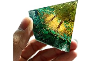 Besorgone Pirámides de orgonita, árbol de la vida, peridoto con piedra preciosa de malaquita para curación de cristales, generador de energía de reiki, protección de meditación cargada