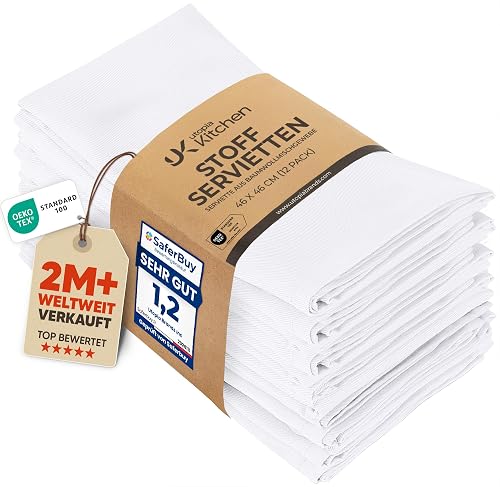 Utopia Kitchen Stoffservietten weiß, 12er-Pack