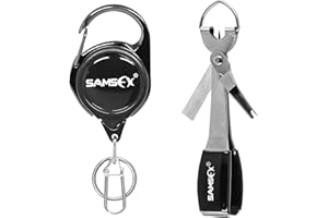SAMSFX Pêche Outil Nœud Attacher Rapide 4 en 1 Fly Line Tondeuse avec Zinger Retractor Combo, Silver Knot Tool Kit