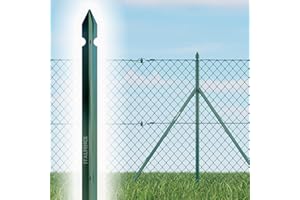 Italfence - Set da 10 pali a T per recinzione in ferro plastificato verde (Disponibili tutte le altezze) [H 150cm, 30x30x3mm]