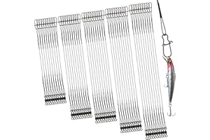 DONQL 50pcs Stainless Steel Wire Traces Pike Fishing, 5 Size 10/15/20/25/30 cm Anti-Bite Fishing Wire Trace Leaders with Rolling Swivels and Snaps for Bait Rigs Saltwater Freshwater