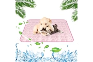 Yegookay Dog Cooling Blanket 62 x 50 cm Cooling Blanket Cat Dog Blanket Summer Cooling Dog Bed Cooling Washable Non-Slip Dog Mat Suitable for Car Home and Leisure (Pink M)