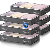 AIOR 6 Pieces 90L Storage Bags Clothes Under the Bed, Large Capacity Storage Boxes with Transparent Window, Bed Organizer Clo
