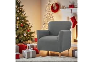 LiveGo Stretch Banquet Armchair Slipcover, Knit Chair Covers with Arms, Non-Slip Waterproof Chair Slipcover for Living Room, Office, Reception, and Pet-Friendly Furniture Protector (Dark Gray)
