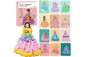ENIKMOSD Poke Art DIY Toys,Jouets de Bricolage Art de Poke,Kit d'art Poke pour Enfants,Habillage de princesse Dress-Up Autocollant DIY Activites Manuelles,Creative Puzzle Puncture Painting pour Filles