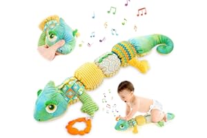 Auniq Baby Musical Caterpillar Toy, Baby Sensory Toy Stuffed Animal Toy Soft Plush Toy with Multi-Sensory Crinkle, Rattle & Textures for Babies 0-3-6-12 Month Newborn Boy Girl Christmas Birthday Gift