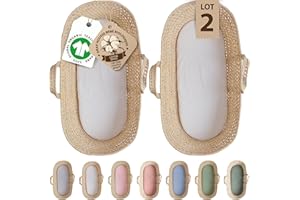 Bunnyjik – Drap Housse Couffin 28x74 / 30x70 Cm pour Matelas Ovale – Coton Biologique CERTIFIÉ GOTS – Épais (190 GSM) Et Ultra Doux – Drap Housse 100 % Coton Bio pour Panier Moses