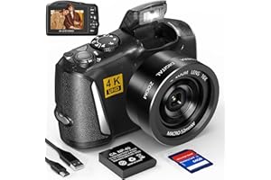 Longyi Digitalkamera 4K 48MP Kamera Fotokamera mit 64GB SD Card, 3-Zoll-LCD-Display Vlogging Kamera 1 Akku & Ladegerät, Kompaktkamera Fotoapparat for YouTube Teenagers Anfängerinnen