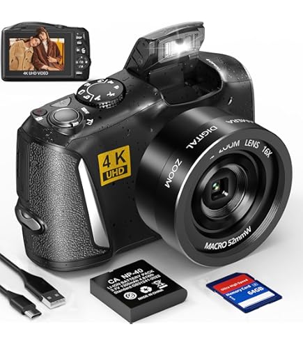 FHD 1080p 44MP Appareil-Photo 16x Numérique Zoom 32GB SD Carte