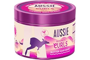 Aussie Bouncy Curls Maschera per Capelli Ricci 500ml per Districare, Nutrire e Idratare in Profondità Capelli Mossi e Ricci, Con Oli di Jojoba, Cocco e Macadamia, Formula Vegana e Cruelty-Free