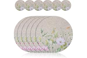 ‎CASAIDO Casaido Tischsets platzsets rund,6er Pischsets Filz,6er Filzuntersetzer,Platzdeckchen,Tischsets Platzsets Abwaschbar,Ｐlatzdeckchen