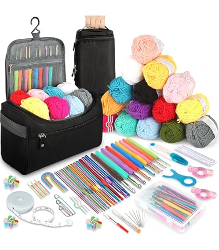 Set Uncinetto 100 Pezzi - Accessori Per Maglieria Con Astuccio Rosa, Aghi Ergonomici, Ideale Per Principianti Ed Esperti - Foto 9