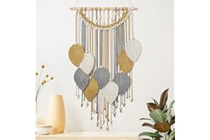 Weldomcor Arazzo da parete boho decorazione da parete macramè chic, in tessuto bohémien, decorazione per camera da letto, appartamento, dormitorio, decorazione (colore cachi)