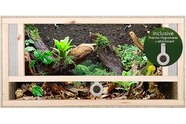 REPITERRA Terrarium Reptiles & Batraciens En Bois OSB 80x50x50cm, Vivarium avec Aération sur la Face Avant pour Serpent, Tortue et autres