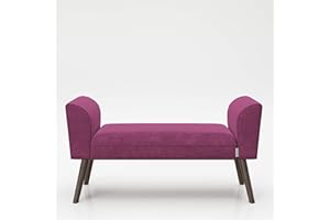 Playboy 737201PU Banco de Terciopelo Recubierto de púrpura, Patas de Madera Maciza estables, Morado, 100 x 54 x 30 cm