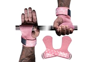 M MANUEKLEAR MANUEKLEAR Gewichtheben-Handgelenkbänder mit gepolsterter Handgelenkschlaufe, Leder-Gewichtheben, Handgelenkriemen für Kreuzheben, Powerlifting, Profi Lifting Straps für Frauen (Pink)