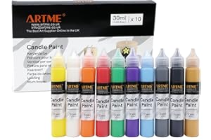 ARTME Lot de 10 tubes de peinture pour bougies - Tubes de 30 ml - Peinture épaisse effet 3D pour décoration - Peut être brûlée en toute sécurité - Spécialement formulée