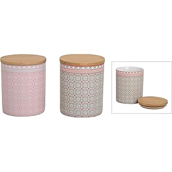 Vorratsdose mit Holzdeckel Blumen grau 19 cm hoch Aufbewahrungsdose