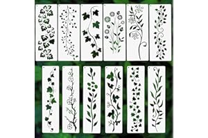 TIESOME 12 plantillas de hojas de vid para pintar sobre madera, plantillas reutilizables de hojas y flores, plantillas de dibujo para pintar en madera, pared, muebles, manualidades