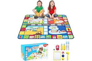 ‎Y-PLUS YPLUS Wassermalmatte Doodle Aqua Malmatte mit Wasserstift - Spaß & Interaktives Brettspiel, Wasser Malen für Kinder - Malmatte, Magic Paint, Aqua Play - Verkehr