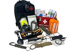 EMBER ROCK Kit de supervivencia de emergencia, equipo de bushcraft 22 en 1 para exteriores, bolsa táctica Molle, equipo de camping, senderismo, caza