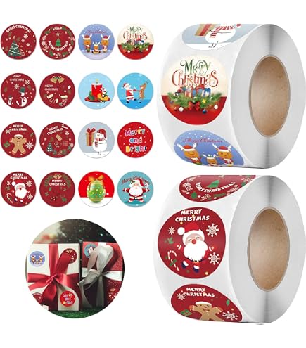 1000 Stuks Kerststickers – 2,5 Cm Rond, Zelfklevend, Op 2 Rollen – Voor Enveloppen, Cadeaus En Kaarten