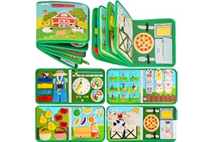 Quanquer Busy Book per Bambini Piccoli Farm Busy Board Giocattolo Montessori per Bambini di 1 2 3 Anni Attività di Apprendimento Prescolare, Giocattoli da Viaggio per Bambini Piccoli（Versione inglese）